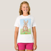 Bunny Eating Carrot Adorable Rabbit Tシャツ (正面フル)