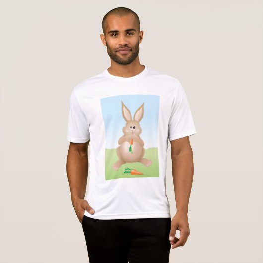 Bunny Eating Carrot Adorable Rabbit Tシャツ (正面フル)