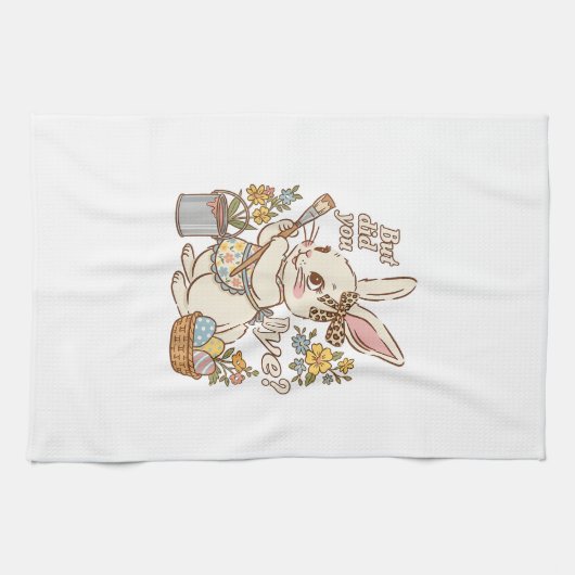 Bunny Egg But Did You Dye Funny Cute Easter Rabbit キッチンタオル (横)