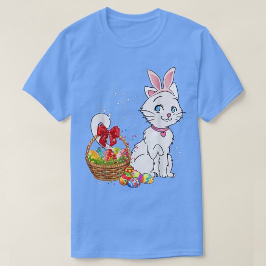 Bunny Eggs Costume Gift Mens Womens Kids Cute Cat Tシャツ (デザイン正面)