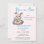 Bunny embroidered Easter BRUNCH & HUNT 招待状 (正面)