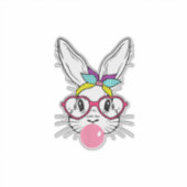 Bunny Face Bubblegum Blowing Glasses Headband Happ シール (正面)