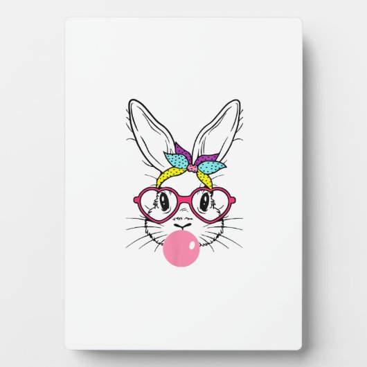 Bunny Face Bubblegum Blowing Glasses Headband Happ フォトプラーク (正面)