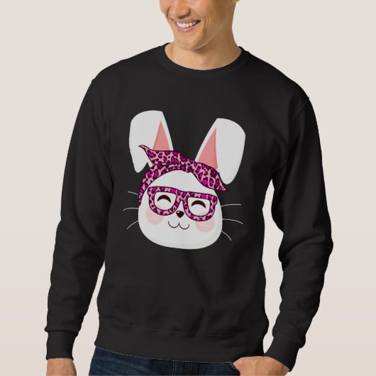 Bunny face Cool Easter Bunny with Glasses Easter   スウェットシャツ (正面)