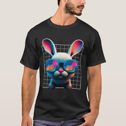 Bunny face Cool Easter Bunny with Glasses Easter 1 Tシャツ (正面)