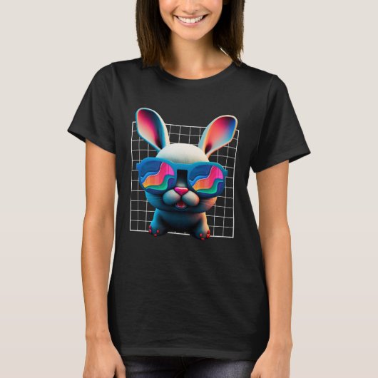Bunny face Cool Easter Bunny with Glasses Easter 1 Tシャツ (正面)