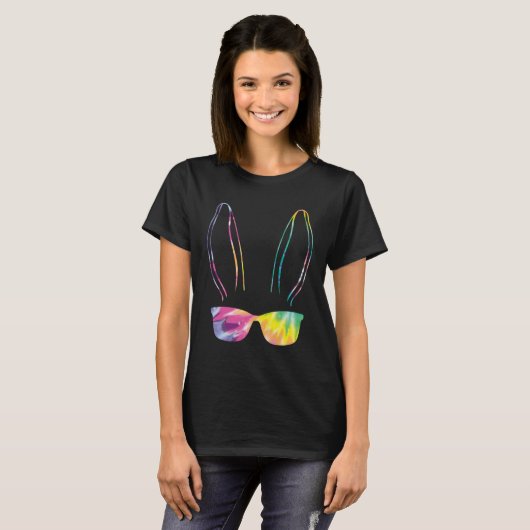 Bunny face Cool Easter Bunny with Glasses Easter   Tシャツ (正面フル)