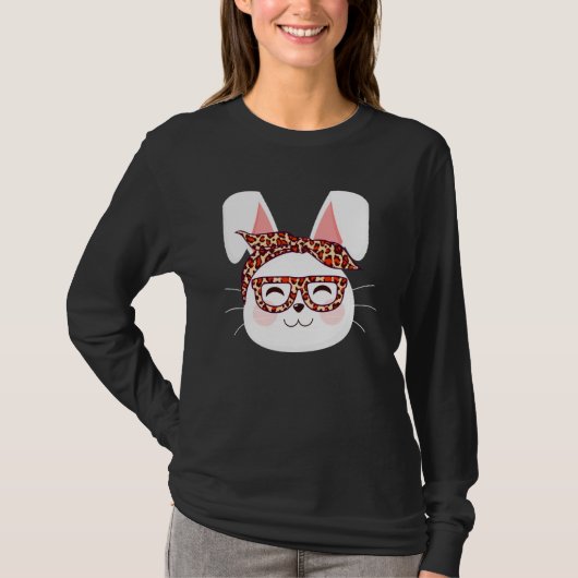 Bunny face Cool Easter Bunny with Glasses Easter   Tシャツ (正面)