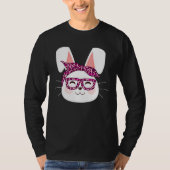 Bunny face Cool Easter Bunny with Glasses Easter   Tシャツ (正面)