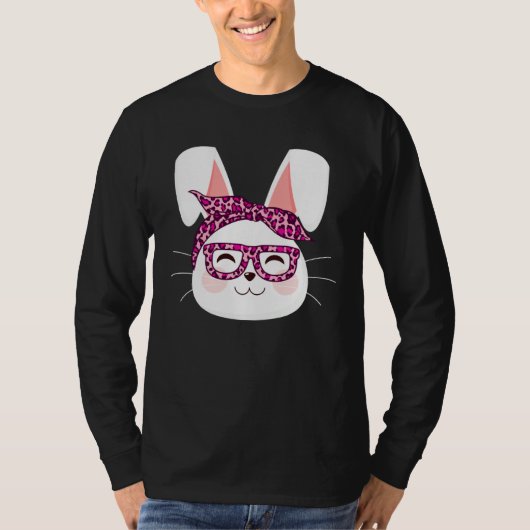 Bunny face Cool Easter Bunny with Glasses Easter   Tシャツ (正面)