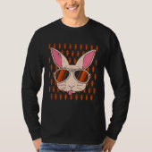 Bunny face Cool Easter Bunny with Glasses Easter Tシャツ (正面)