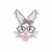 Bunny Face Leopard Glasses Bubble Gum Easter Day G シール (正面)