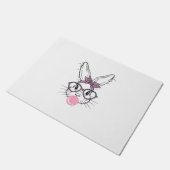 Bunny Face Leopard Glasses Bubble Gum Easter Day G ドアマット (アングル)