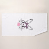 Bunny Face Leopard Glasses Bubble Gum Easter Day G バスタオル (バスタオル)