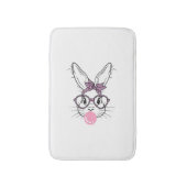 Bunny Face Leopard Glasses Bubble Gum Easter Day G バスマット (正面縦)