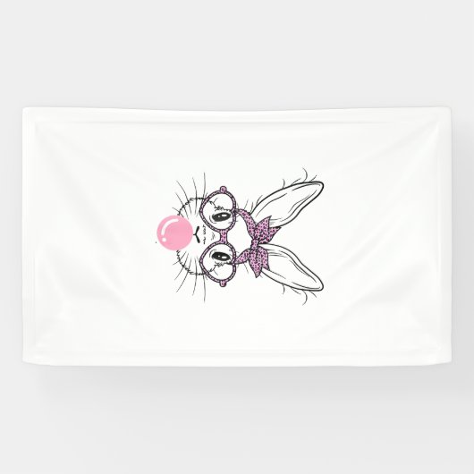 Bunny Face Leopard Glasses Bubble Gum Easter Day G 横断幕 (横)