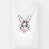 Bunny Face Leopard Glasses Bubble Gum Easter Day G 横断幕 (縦)