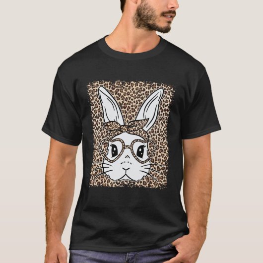 Bunny Face Leopard Glasses Bubble Gum Easter Day G Tシャツ (正面)