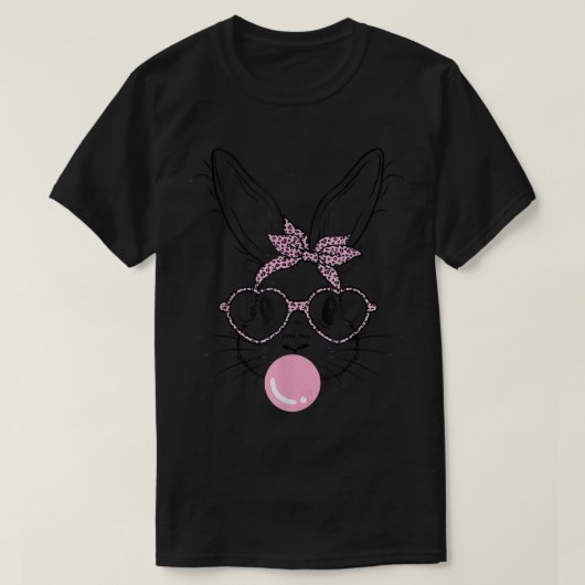Bunny Face Leopard Glasses Bubble Gum Easter Day G Tシャツ (デザイン正面)