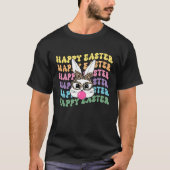 Bunny Face Leopard Glasses Bubble Gum Happy Easter Tシャツ (正面)