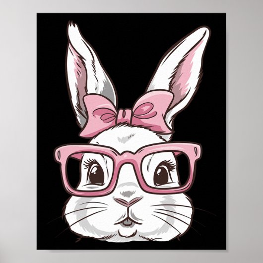 Bunny Face With Pink Sungles Bow Tie Easter Day Gi ポスター (正面)