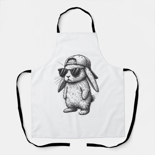 Bunny Face With Sunglasses Cap Easter Day for Boys エプロン (正面)