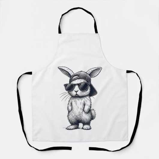 Bunny Face with Sunglasses Cap Easter Day for Boys エプロン (正面)