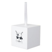 Bunny Face with Sunglasses Cap Easter Day for Boys キューブオーナメント (裏面アングル)