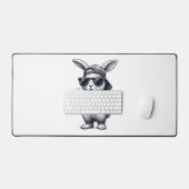 Bunny Face with Sunglasses Cap Easter Day for Boys デスクマット (キーボード&マウス)