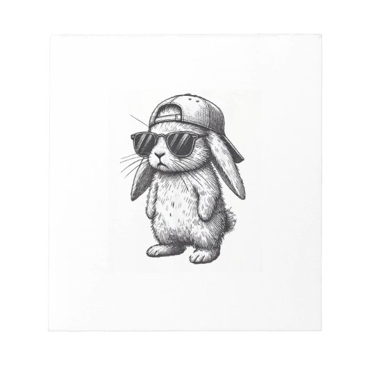 Bunny Face With Sunglasses Cap Easter Day for Boys ノートパッド (正面)
