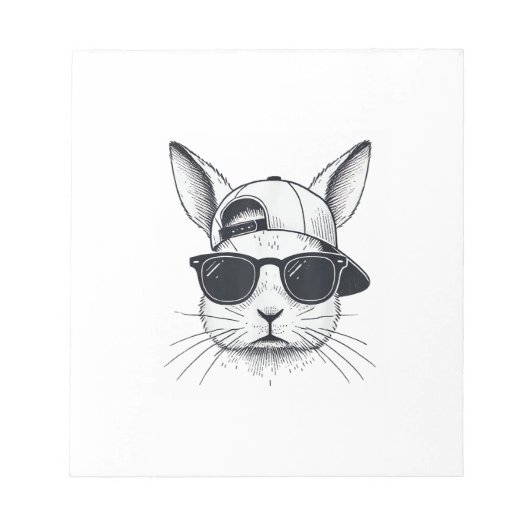 Bunny Face with Sunglasses Cap Easter Day for Boys ノートパッド (正面)