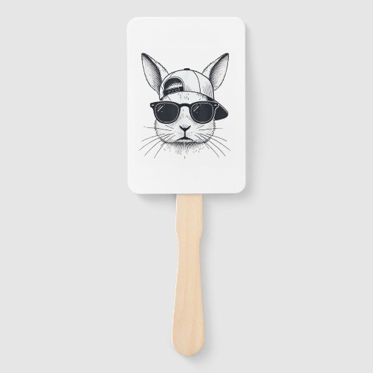 Bunny Face with Sunglasses Cap Easter Day for Boys ハンドファン (正面)