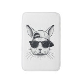 Bunny Face with Sunglasses Cap Easter Day for Boys バスマット (正面縦)