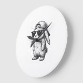 Bunny Face With Sunglasses Cap Easter Day for Boys ラージ壁時計 (傾斜)