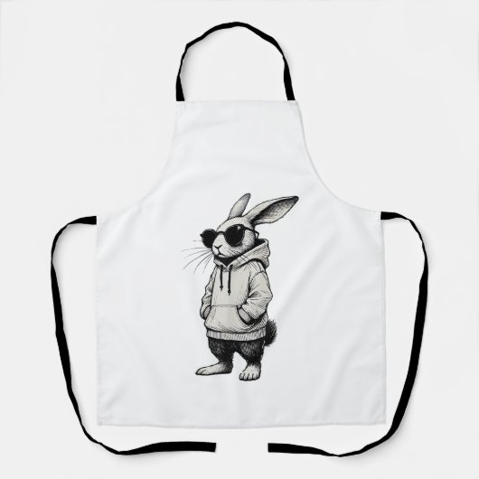 Bunny Face with Sunglasses Easter Day for Boys Men エプロン (正面)