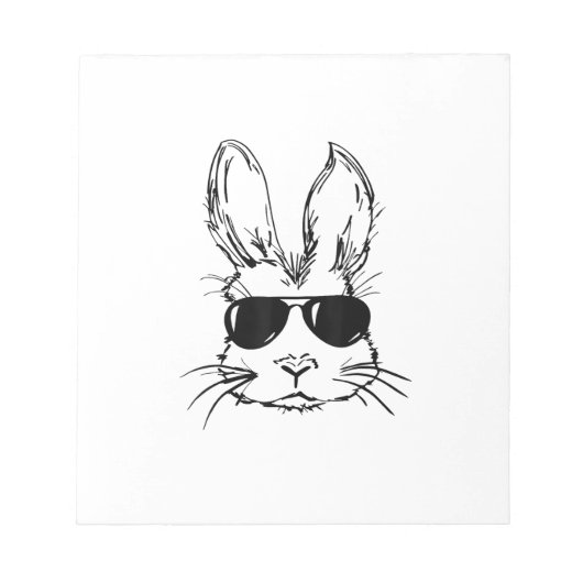 Bunny Face With Sunglasses Easter Day for Boys Men ノートパッド (正面)