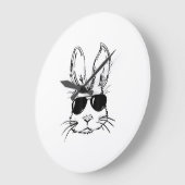 Bunny Face With Sunglasses Easter Day for Boys Men ラージ壁時計 (傾斜)
