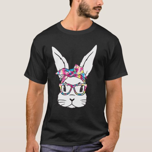 Bunny Face With Sunglasses Easter Day For Boys Men Tシャツ (正面)