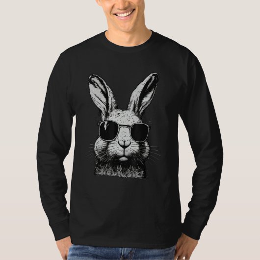 Bunny Face With Sunglasses For Boys Men Kids Easte Tシャツ (正面)