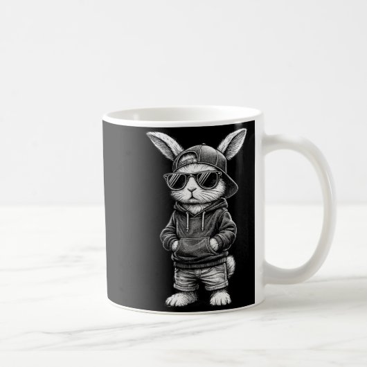 Bunny Face With Sungles Funny Easter Day For Boys  コーヒーマグカップ (右)