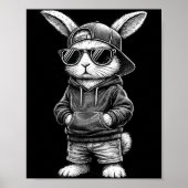 Bunny Face With Sungles Funny Easter Day For Boys  ポスター (正面)