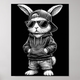 Bunny Face With Sungles Funny Easter Day For Boys  ポスター