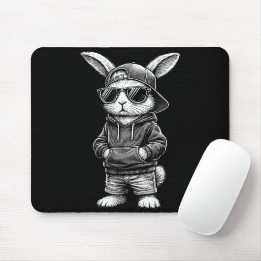 Bunny Face With Sungles Funny Easter Day For Boys  マウスパッド (マウス)
