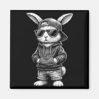 Bunny Face With Sungles Funny Easter Day For Boys  マグネット