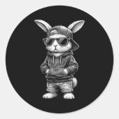 Bunny Face With Sungles Funny Easter Day For Boys ラウンドシール (正面)