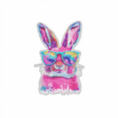 Bunny Face with Tie Dye Glasses Happy Easter Day M シール (正面)