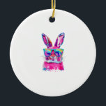 Bunny Face with Tie Dye Glasses Happy Easter Day M セラミックオーナメント<br><div class="desc">Bunny Face with Tie Dye Glasses Happy Easter Day Men Boy Kid T-Shirt</div>