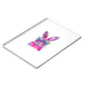 Bunny Face with Tie Dye Glasses Happy Easter Day M ノートブック (左側)