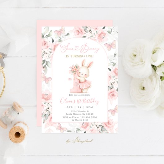 Bunny First Birthday 招待状