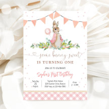 Bunny First Birthday Invitation